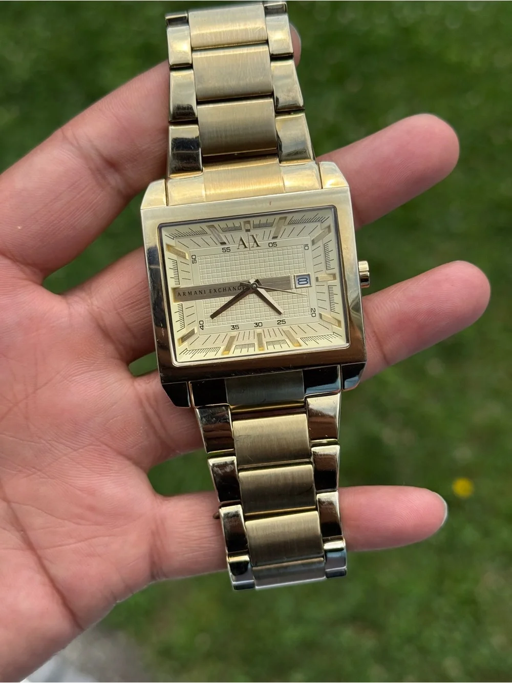 Armani Exchange Gold-Tone Square Bracelet Watch Mens